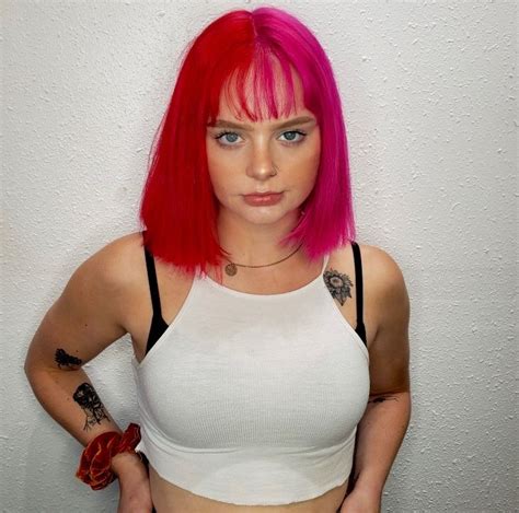 Pink And Red Hair Pink Hair Dye Split Dyed Hair Neon Hair Color