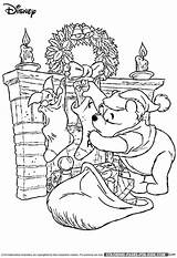 Christmas Coloring Pages Pooh Winnie Disney Kids Holiday Color Back sketch template