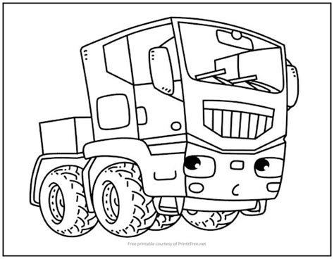 semi truck coloring page print