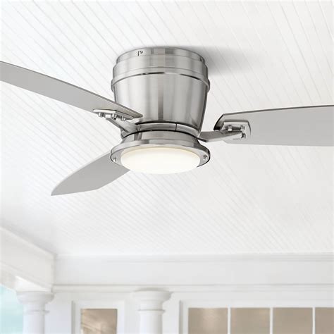 modern hugger outdoor ceiling fan  light led nickel wet  patio porch ebay