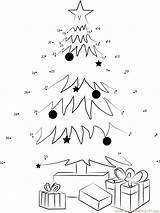 Christmas Tree Dot Dots Connect Gifts Worksheet Decorating Printable Kids Pdf sketch template