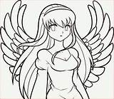 Coloring Anime Pages Angel Drawing Printable Angels Girl Japanese Simple Cute Print Animel Style Warrior Color Colouring Unique Animation Sheets sketch template