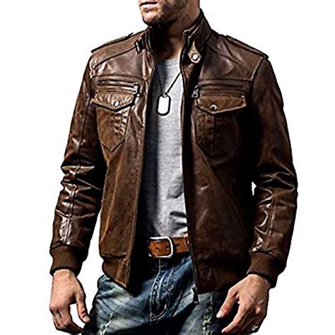 Men S Brown Biker Leather Jacket Jackets On Fashion