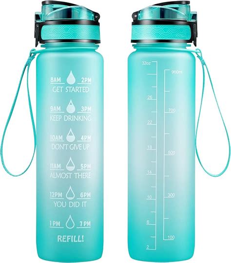 oz motivational water bottle  time markerlarge wide mouth leakproof bpa   toxic