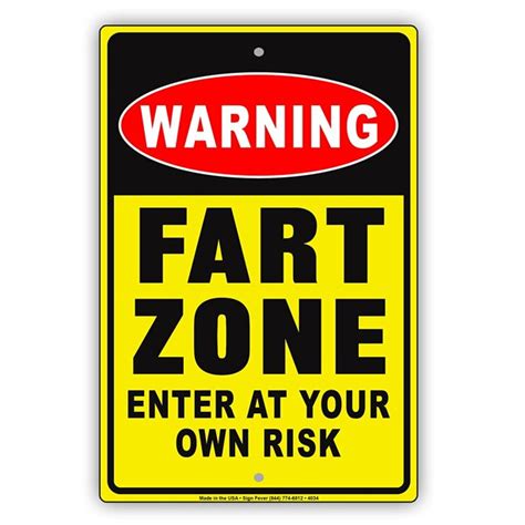 Warning Fart Zone Enter At Your Own Risk Humor Gag Funny Alert Caution