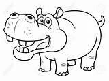 Hippo Cartoon Coloring Hippopotamus Outline Cute Vector Drawing Pages Getdrawings Printable Paintingvalley Drawings Royalty sketch template