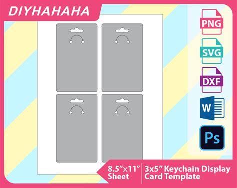 keychain display card template blank template psd png  etsy