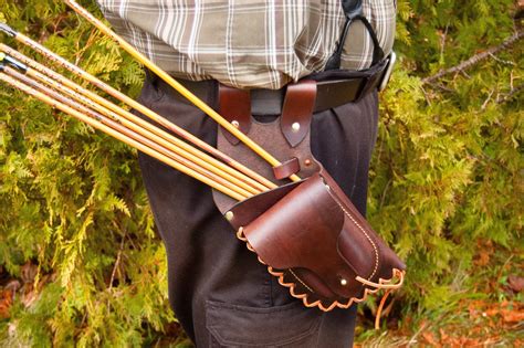 leather hip quiver archery quiver small pattern  pocket etsy