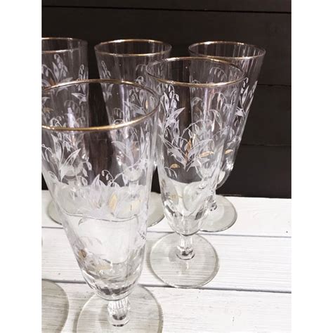 1970s tall drinking glasses with art deco design set of 8 chairish