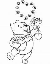 Coloring Pages Pooh Winnie Honey Holding Valentines Printable Disney Flowers Clipart Bee Drawing Jar Bear Popular Friends Library Choose Board sketch template