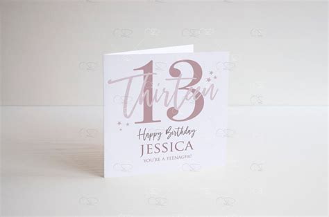 personalised thirteenth birthday card  birthday card  etsy