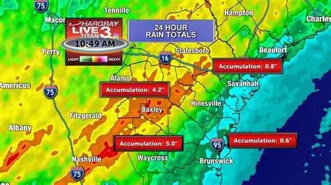 hour rainfall totals   coastal empire   country