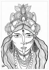 Coloring Pages Bollywood Goddess Kali India Adults Drawing Adult Hindu Religion Colouring Printable Deesse Ganesh Gargoyle Color Also God Preservation sketch template