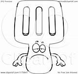 Mascot Spatula Depressed Clipart Cartoon Outlined Coloring Vector Cory Thoman Royalty sketch template