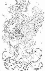 Angel Adults Coloring Pages Printable Everfreecoloring sketch template