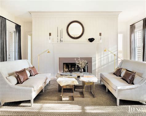 contemporary cream living room  beadboard accent wall luxe