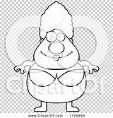 Pudgy Granny Swimmer Outlined Coloring Clipart Vector Cartoon Thoman Cory sketch template