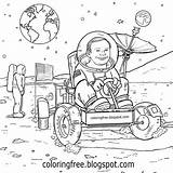 Space Astronaut Coloring Rover Lunar Buggy Exploration Astronomy Spaceship Spacecraft sketch template
