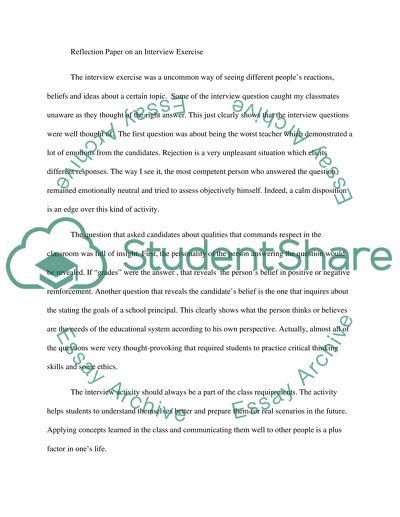 reflection   interview exercise essay  topics