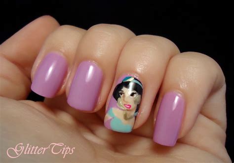 glitter tips princess jasmine nails