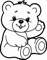 Bear Cute Drawing Teddy Coloring Pages Line Clip sketch template
