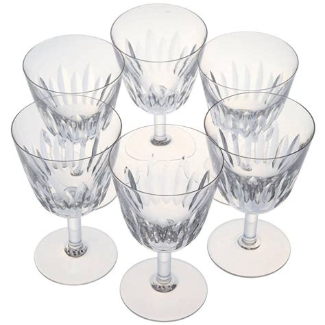 Set Of Six Baccarat Crystal Lorraine Pattern Red Wine Glasses Circa