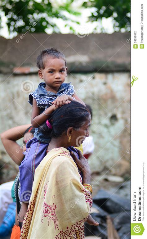 a poor indian mother with her son editorial image 47697274
