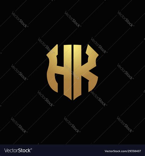 hk logo monogram  gold colors  shield vector image