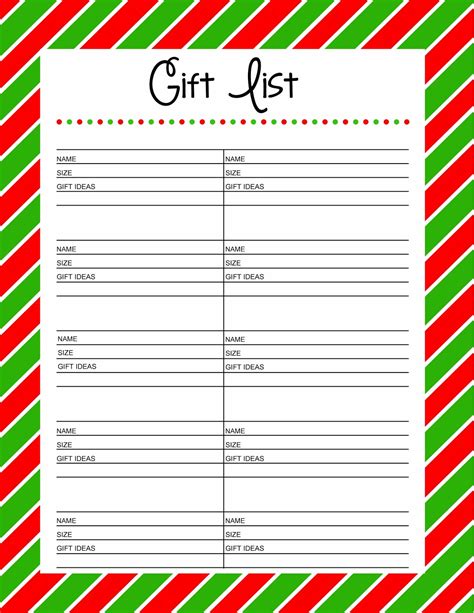 printable christmas list printable templates