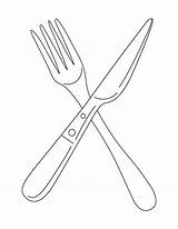 Fork Drawing Knife Line Drawings Coloring Embroidery Pix Popular Paintingvalley sketch template