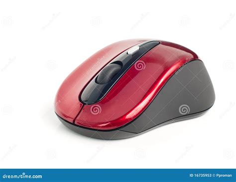 red wireless mouse isolated stock image image  input device