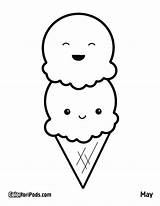 Kawaii Helados Helado Emojis sketch template