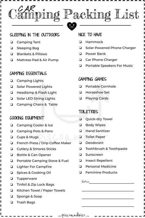 packing list for tent camping free printable camping packing tent vrogue