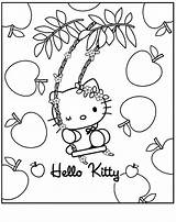 Pages Kitty Coloring Hello Colouring Apples sketch template