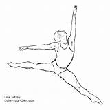 Ballet Dancer Male Coloring Pages Drawings Dancers Own Color Line Kids sketch template