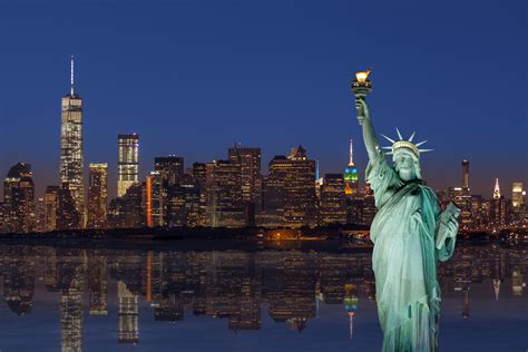 statue  liberty   york city skyline  sunset  manhattan