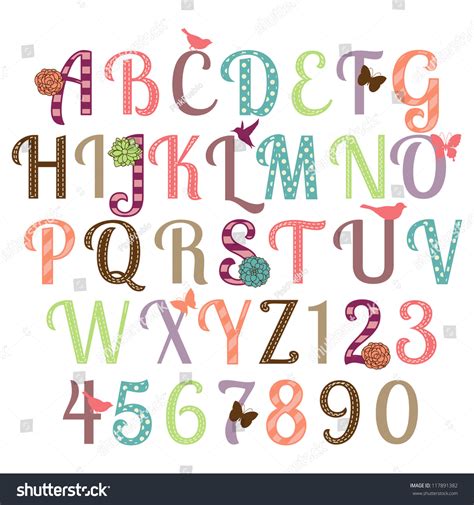 girly alphabet vector set  letters  portfolio