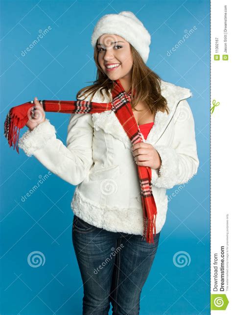 winter girl stock image image of scarf beanie fashion