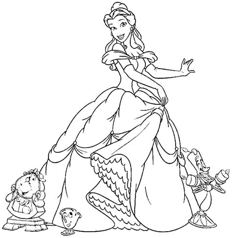 princess belle  beauty   beast coloring page  printable