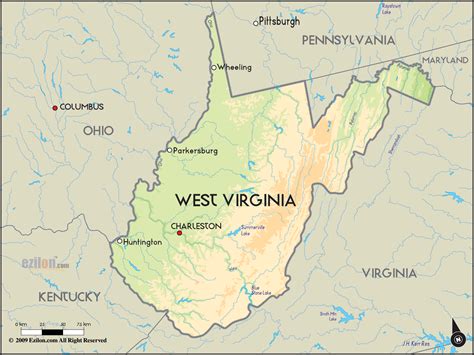 geographical map  west virginia  west virginia geographical maps
