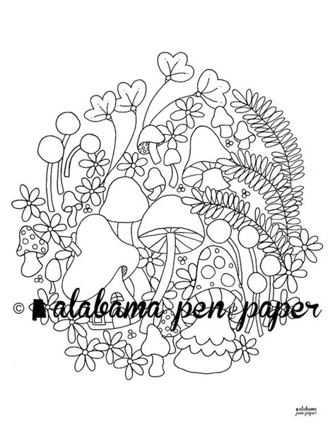 mushroom forest coloring page