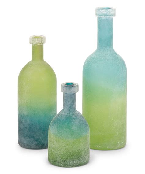 imax green blue glass bottles set   blue glass bottles green glass bottles