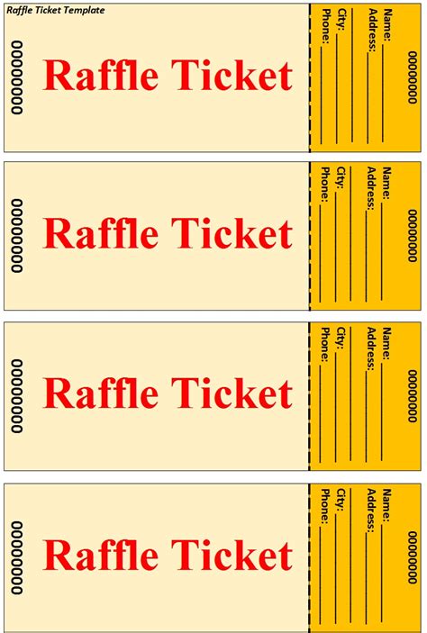 raffle ticket template word