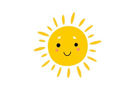 cartoon sun flat icon happy sunshine em graphic  pchvector