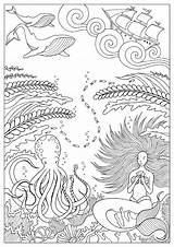 Sirene Colorare Erwachsene Adulti Mermaids Adultos Sirenas Meerjungfrauen Meerjungfrau Ausmalbilder Justcolor Malbuch Ameede sketch template