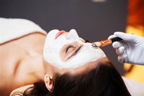 woman  spa face mask  beauty studio stock photo image