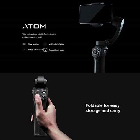 snoppa atom  axis foldable gimbal  smartphones  action cameras gadgetsin