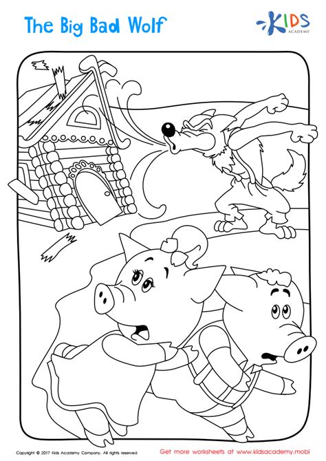 big bad wolf printable coloring page  printable worksheet  kids