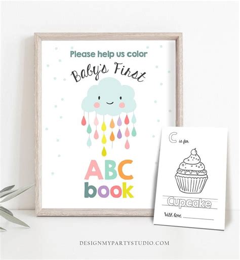 abc coloring book baby shower game shower activity baby book etsy   baby shower book