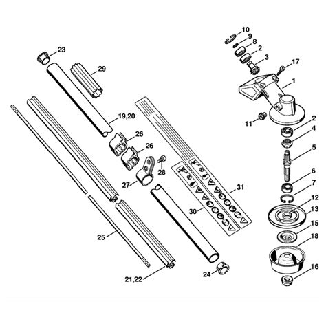 stihl fs  brushcutter fs parts diagram gear head drive tube assembly